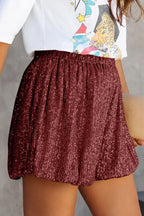 Sequin Elastic Waist Shorts - Piña Colada