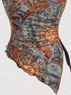 Drawstring Printed Tube Top - Piña Colada