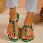 Toe Post Flats Sandals - Piña Colada