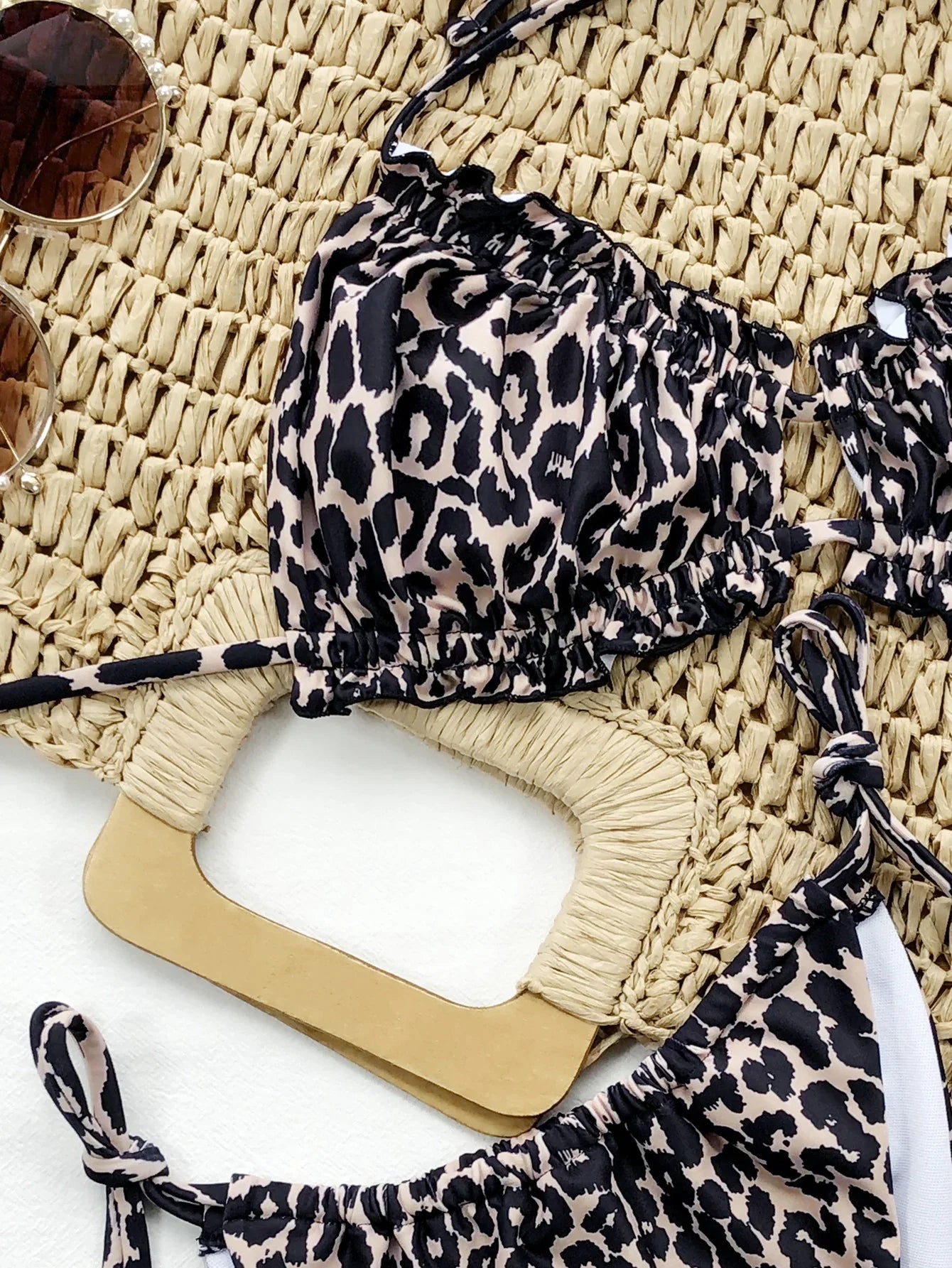 Frill Trill Halter Neck Bikini Set - Piña Colada