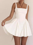 Backless Square Neck Mini Dress - Piña Colada