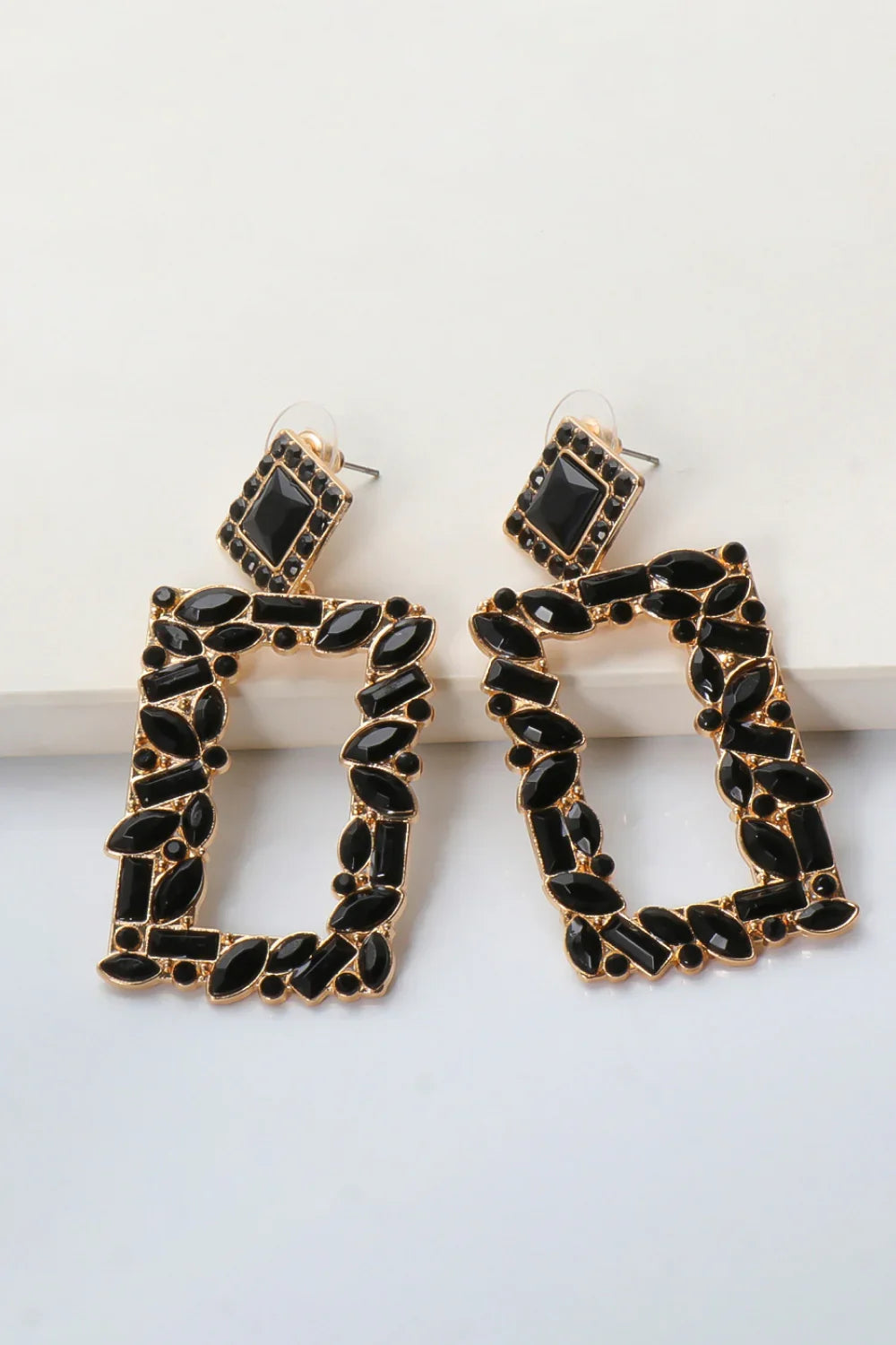 Square Shape Glass Stone Dangle Earrings - Piña Colada