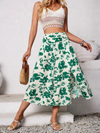 Slit Printed Midi Skirt - Piña Colada
