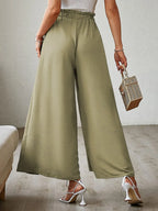 Tied Slit Wide Leg Pants - Piña Colada