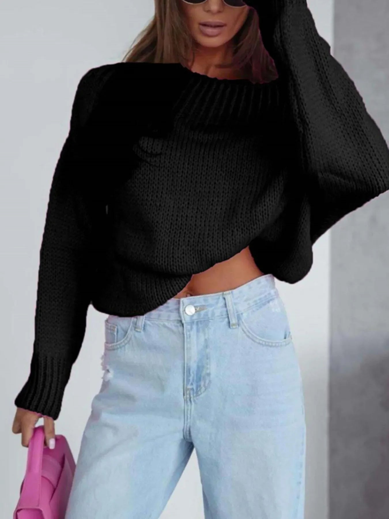 Boat Neck Drop Shoulder Sweater - Piña Colada