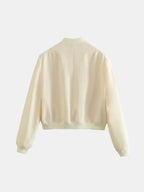 Pocketed Snap Down Baseball Collar Jacket - Piña Colada