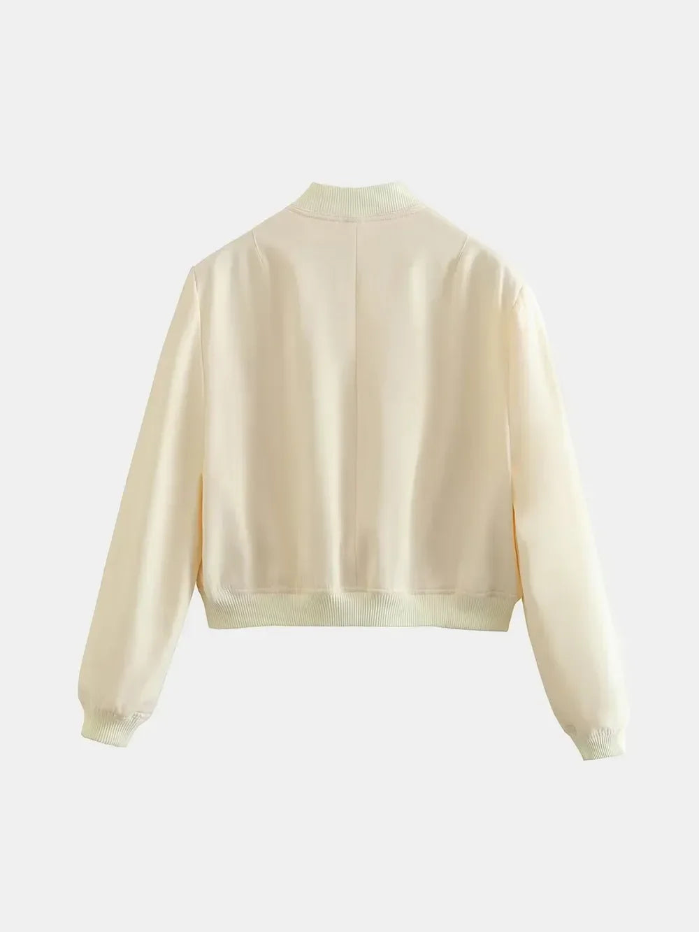 Pocketed Snap Down Baseball Collar Jacket - Piña Colada