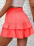 Ruffle Layered High Waist Casual Skort - Piña Colada