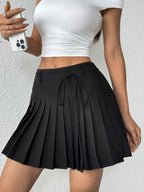 Tied Pleated Mini Skirt - Piña Colada