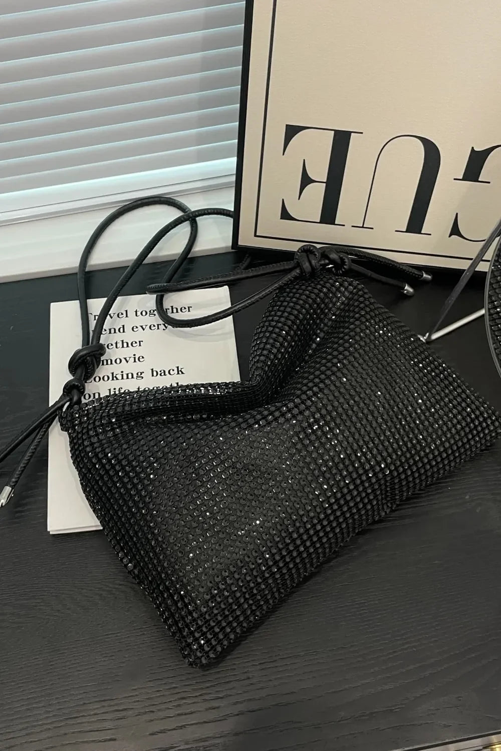Rhinestone Knotted Strap Crossbody Bag - Piña Colada
