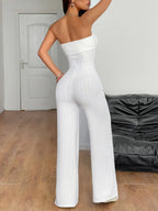 Sweetheart Neck Wide Leg Tube Jumpsuit - Piña Colada