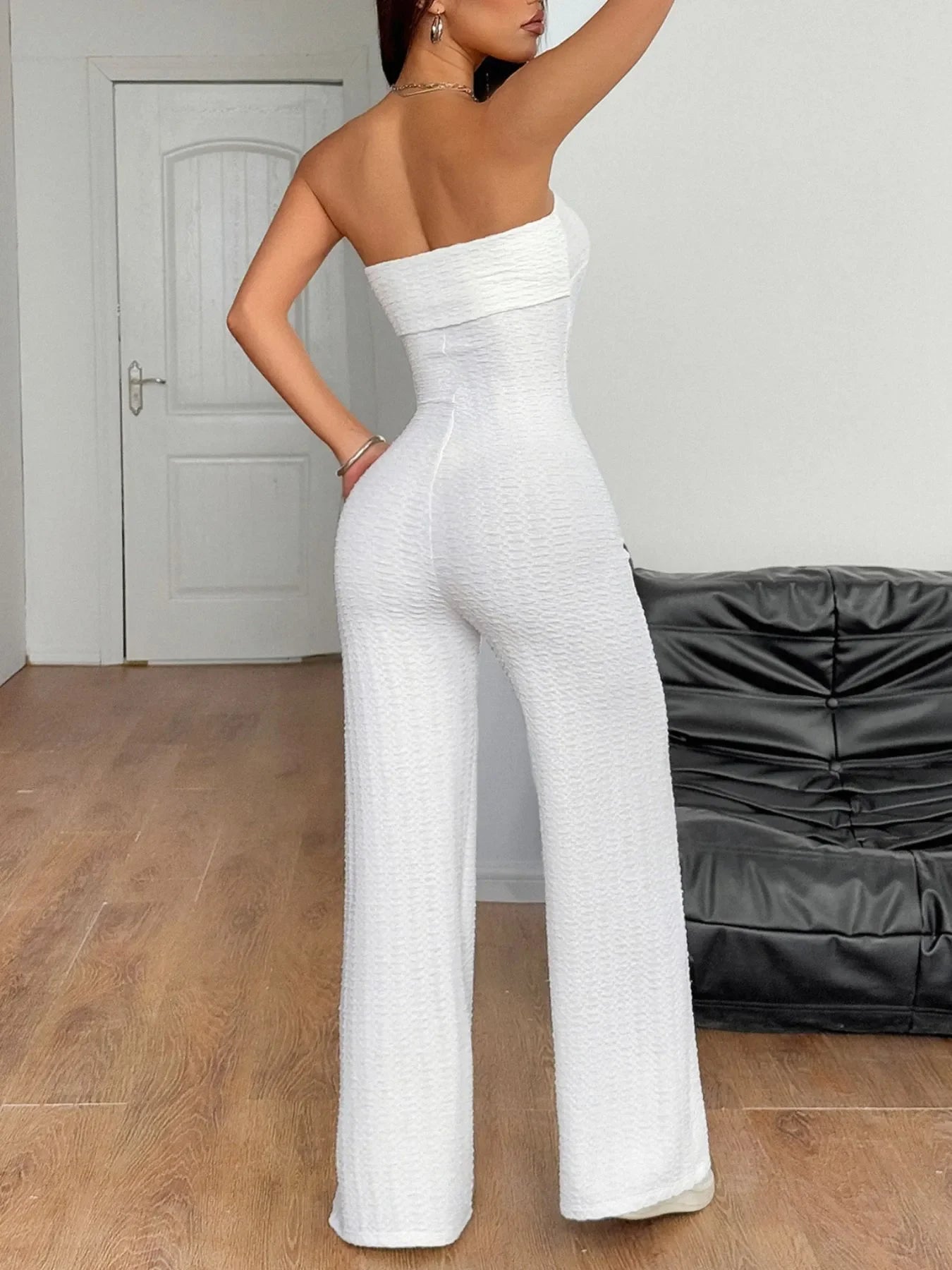 Sweetheart Neck Wide Leg Tube Jumpsuit - Piña Colada