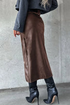Slit Midi Skirt with Pockets - Piña Colada