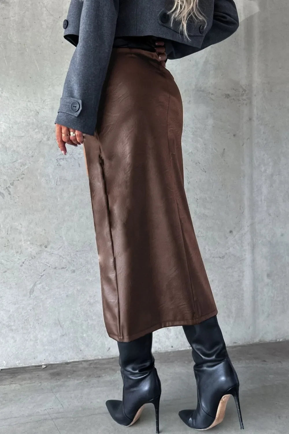 Slit Midi Skirt with Pockets - Piña Colada