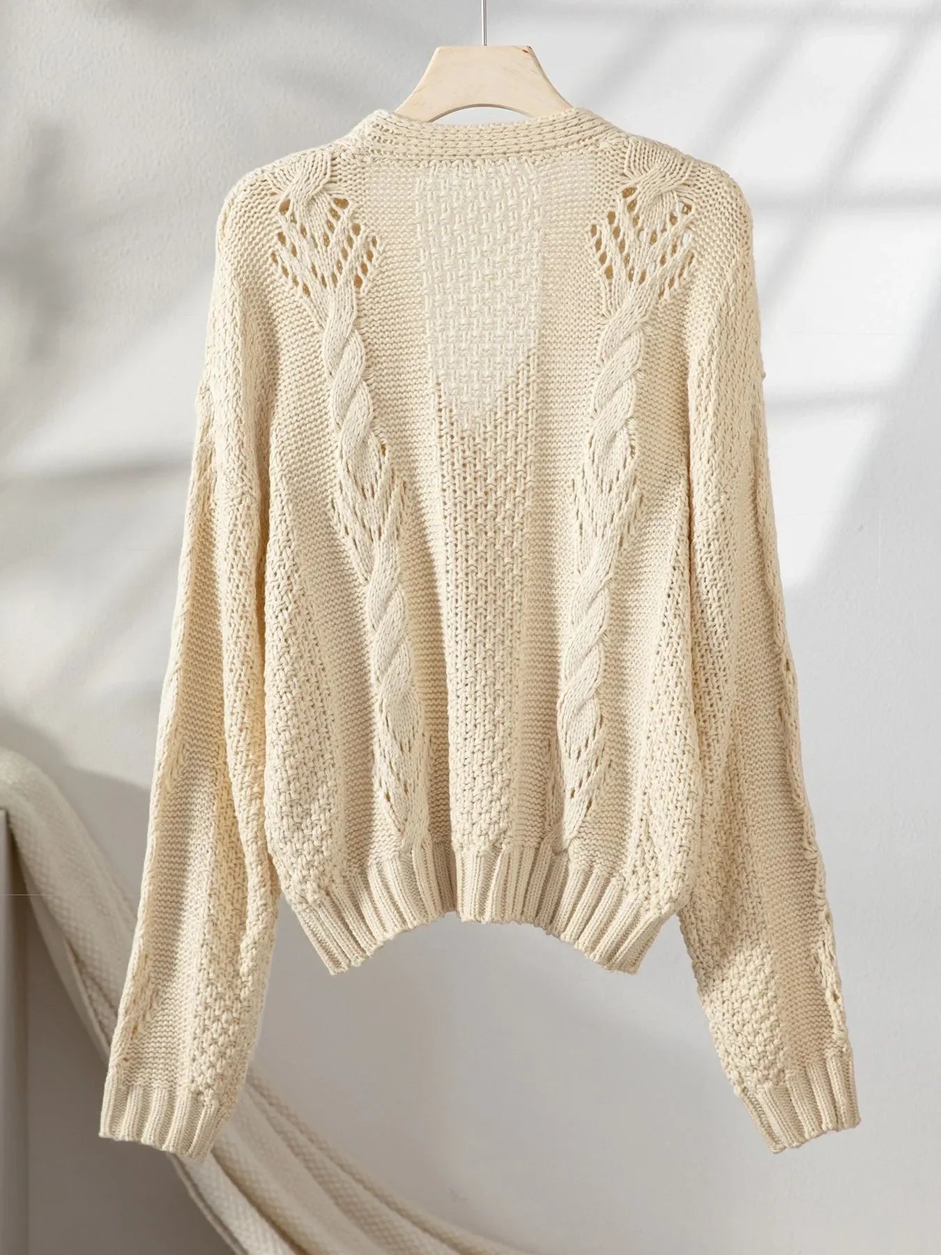 Chunky Cropped Button-Up Sweater Cardigan - Piña Colada