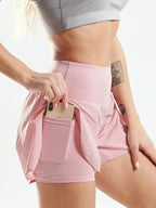 Pocketed High Waist Active Shorts - Piña Colada