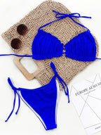 Frill Trill Halter Neck Bikini Set - Piña Colada