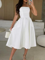 Solid Color Tube Midi Dress - Piña Colada
