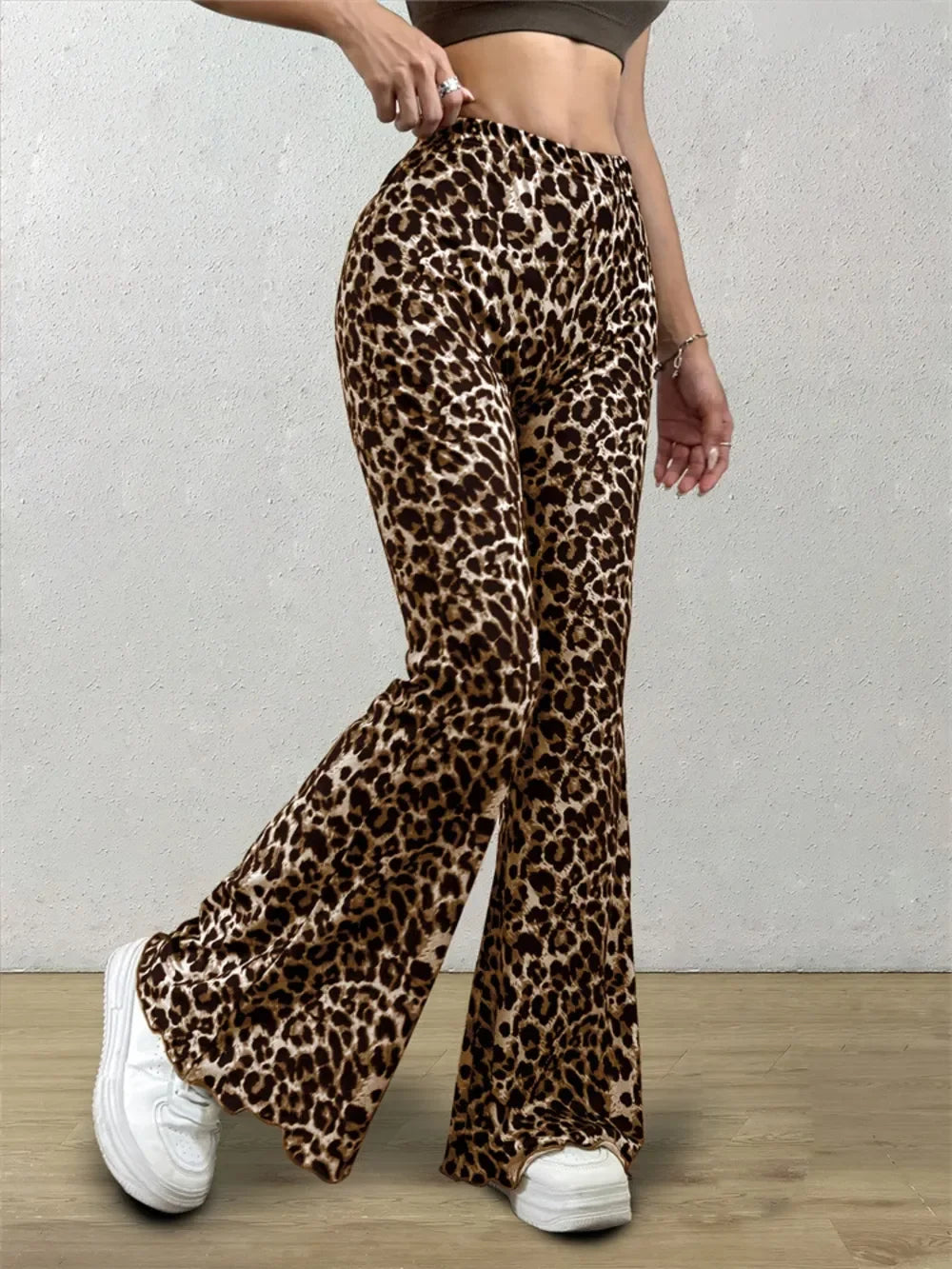 Leopard Flare Pants - Piña Colada
