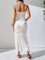 Openwork Scoop Neck Cover-Up Dress - Piña Colada