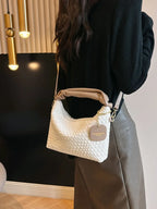 PU Leather Woven Crossbody Bag - Piña Colada