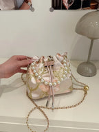 Drawstring Pearl Bucket Bag - Piña Colada