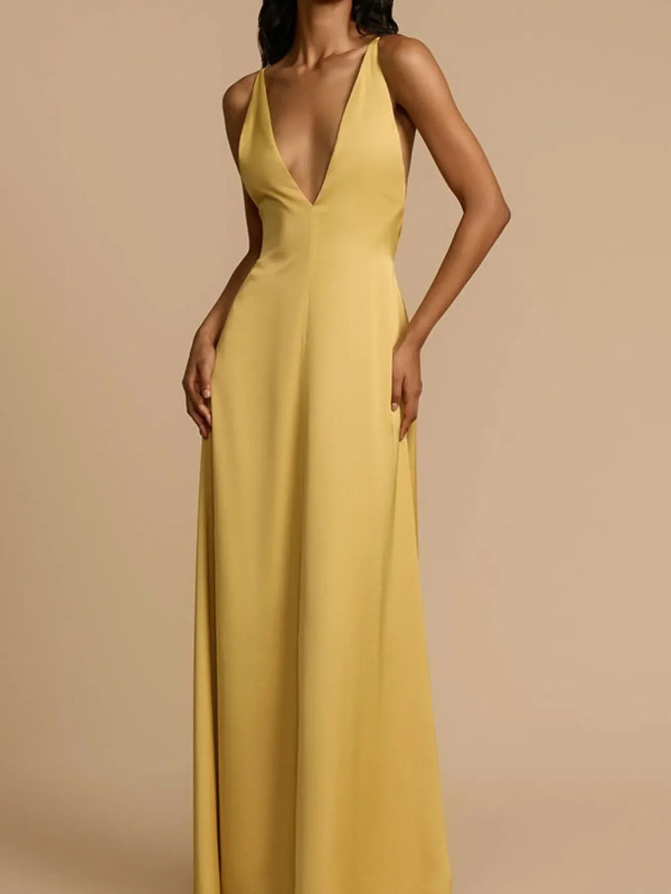 Deep V-Neck Maxi Dress - Piña Colada