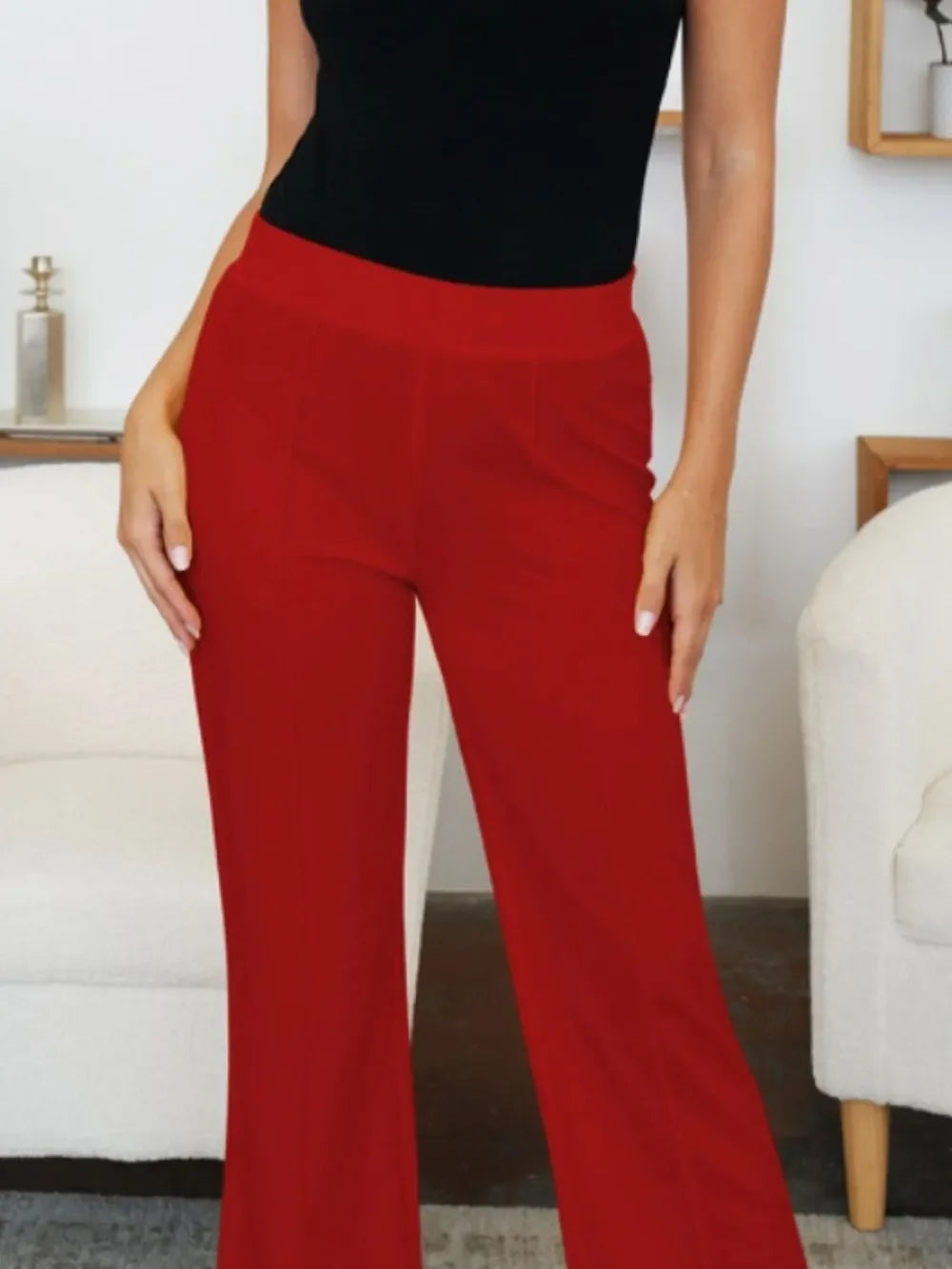 FAM-FAM Elastic Waist Bootcut Pants - Piña Colada