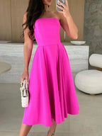 Solid Color Tube Midi Dress - Piña Colada