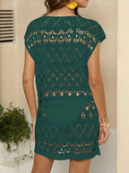 Openwork Round Neck Cover-Up - Piña Colada