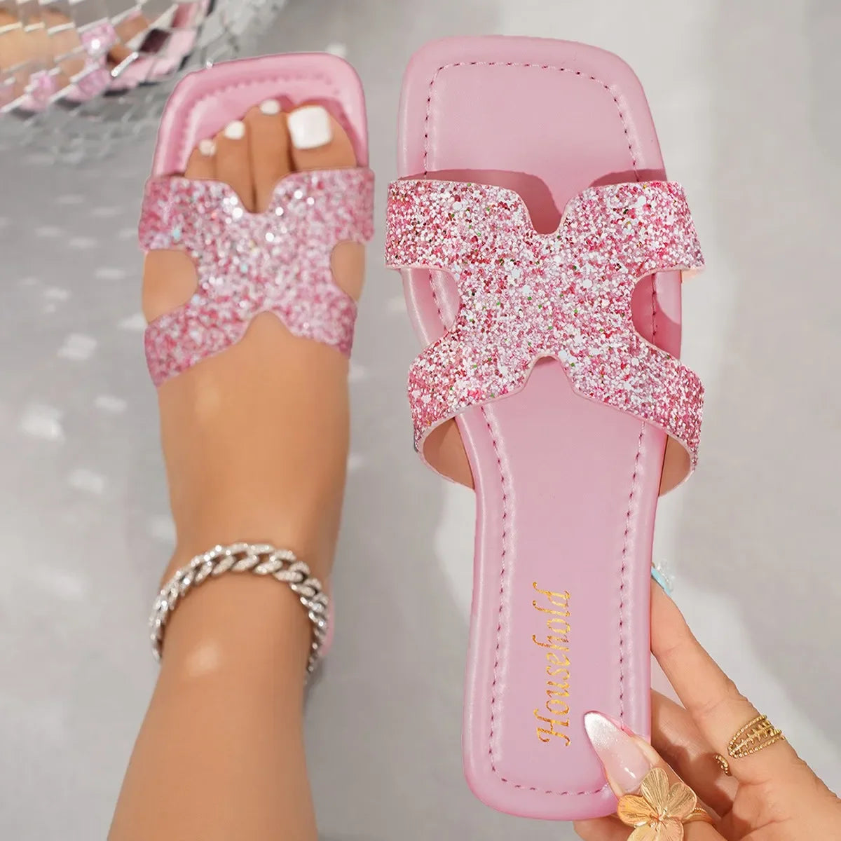Open Toe Flats Sandals - Piña Colada