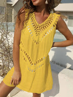 Crochet Detail Beach Cover Up Dress - Piña Colada