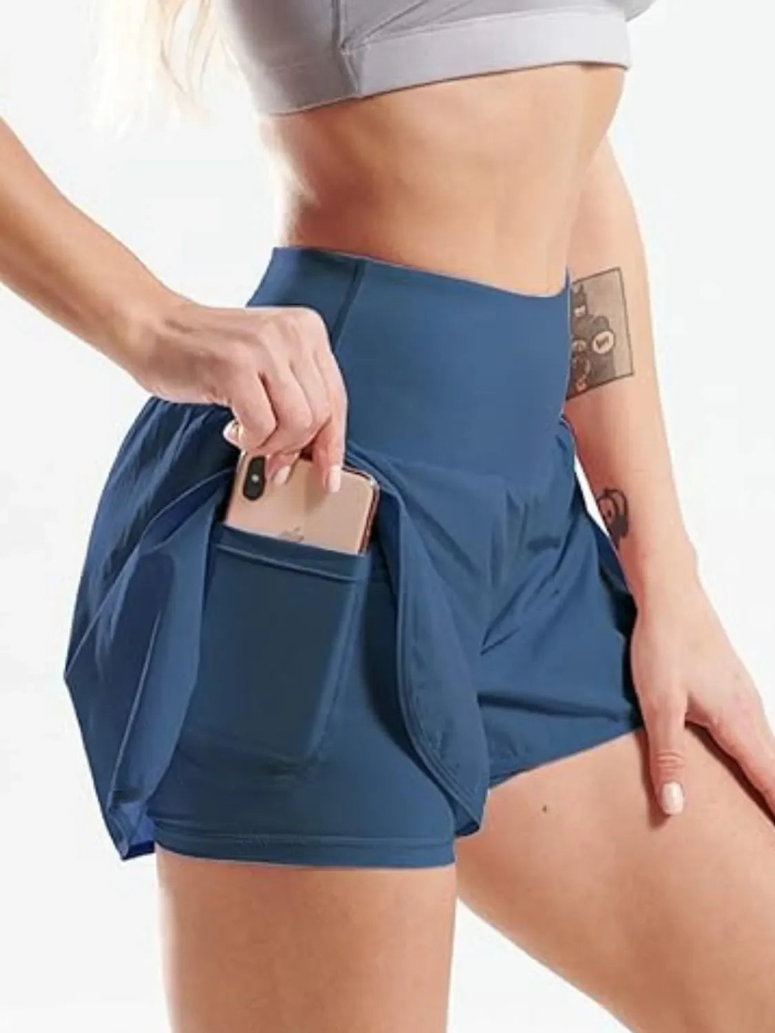Pocketed High Waist Active Shorts - Piña Colada