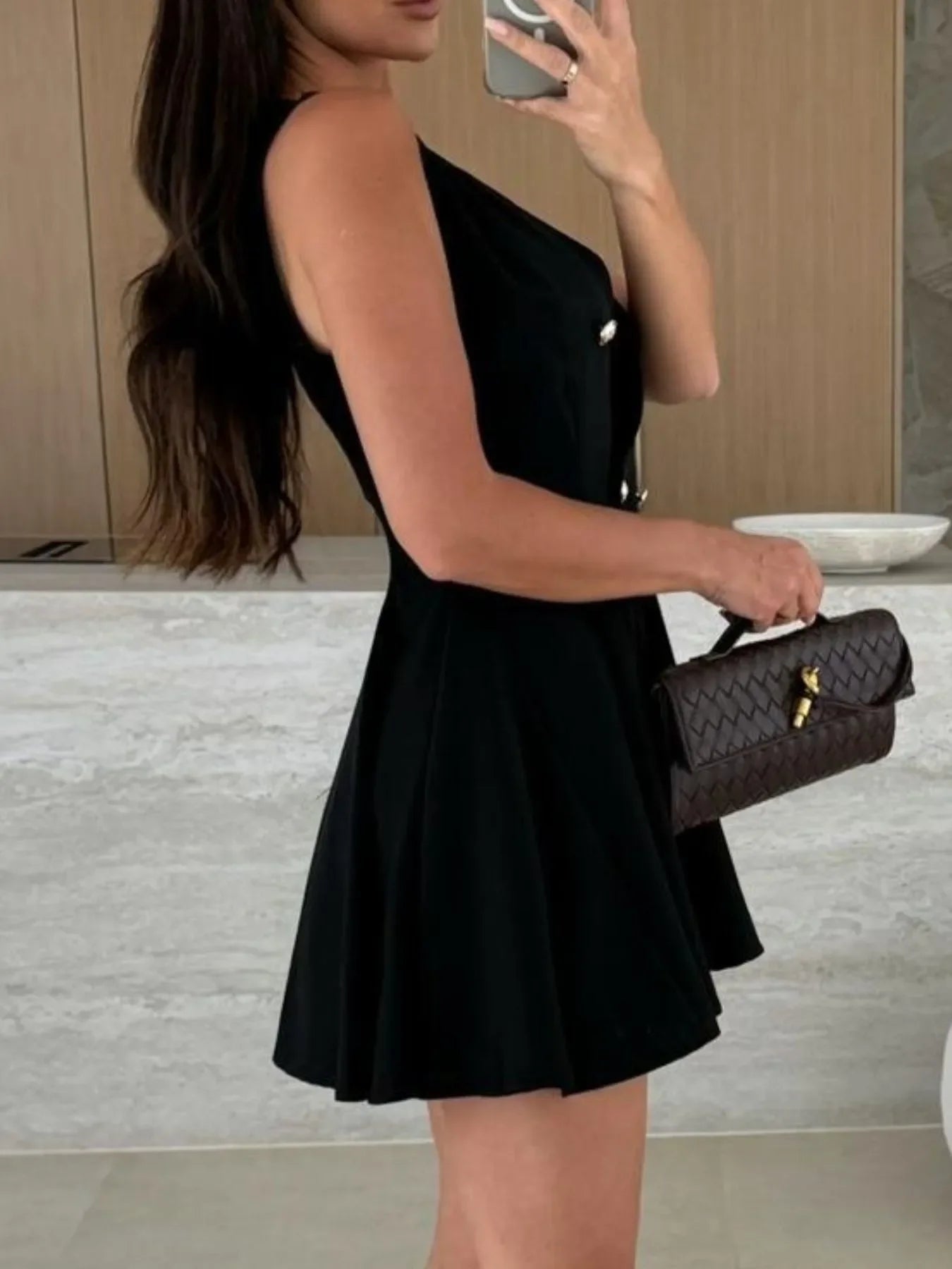 Sleeveless Double-Breasted Mini Dress - Piña Colada