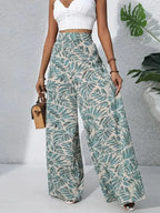 Printed High Waist Wide Leg Pants - Piña Colada