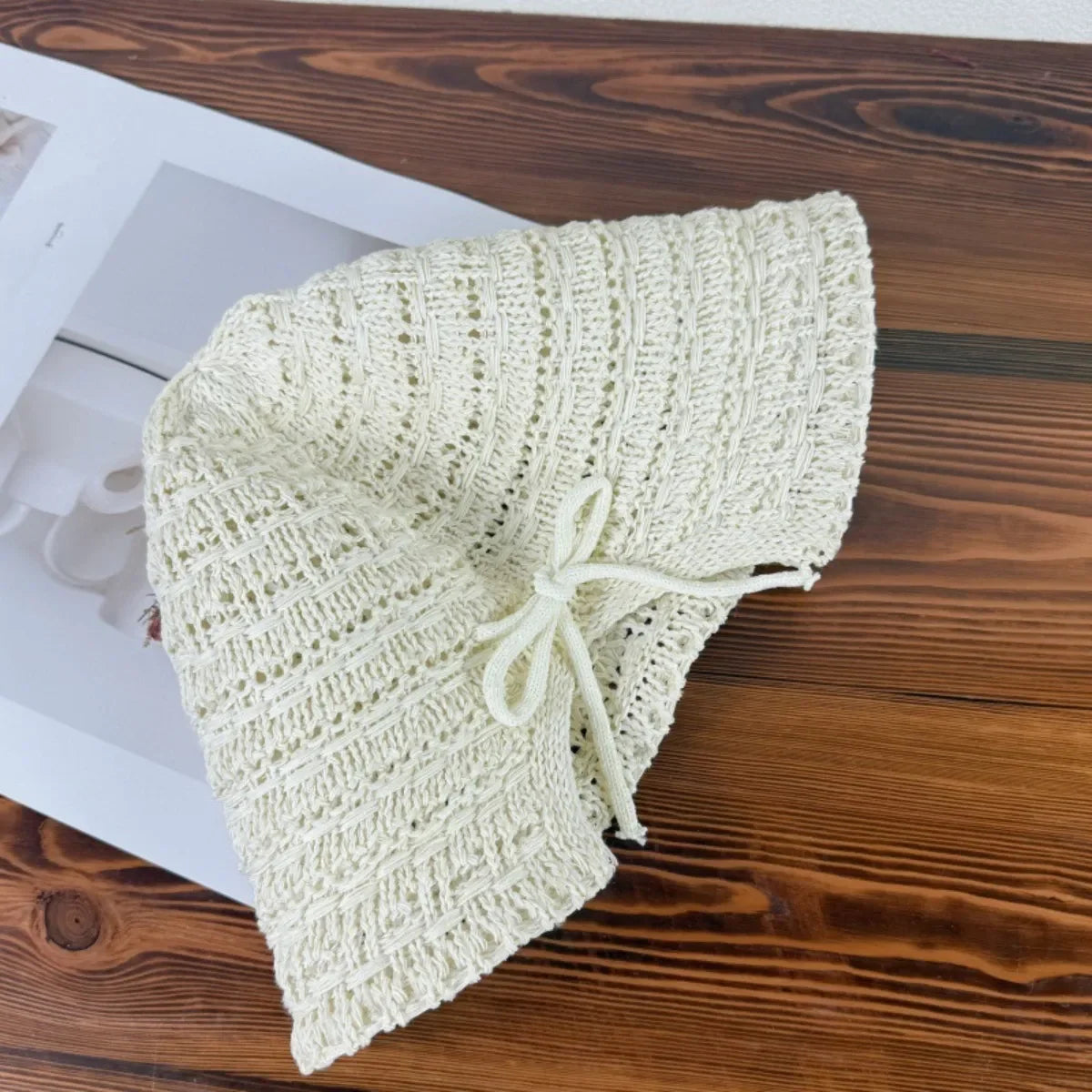 Crochet Bucket Hat with Drawstring - Piña Colada