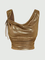 Ruched Tank with Side Tie Details - Piña Colada
