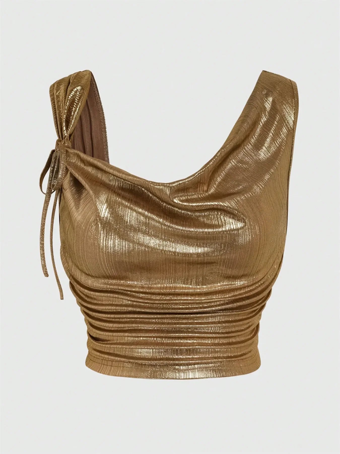 Ruched Tank with Side Tie Details - Piña Colada