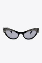 UV400 Rhinestone Trim Cat-Eye Sunglasses - Piña Colada