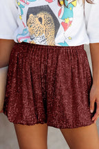 Sequin Elastic Waist Shorts - Piña Colada
