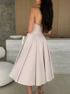 Solid Color Tube Midi Dress - Piña Colada