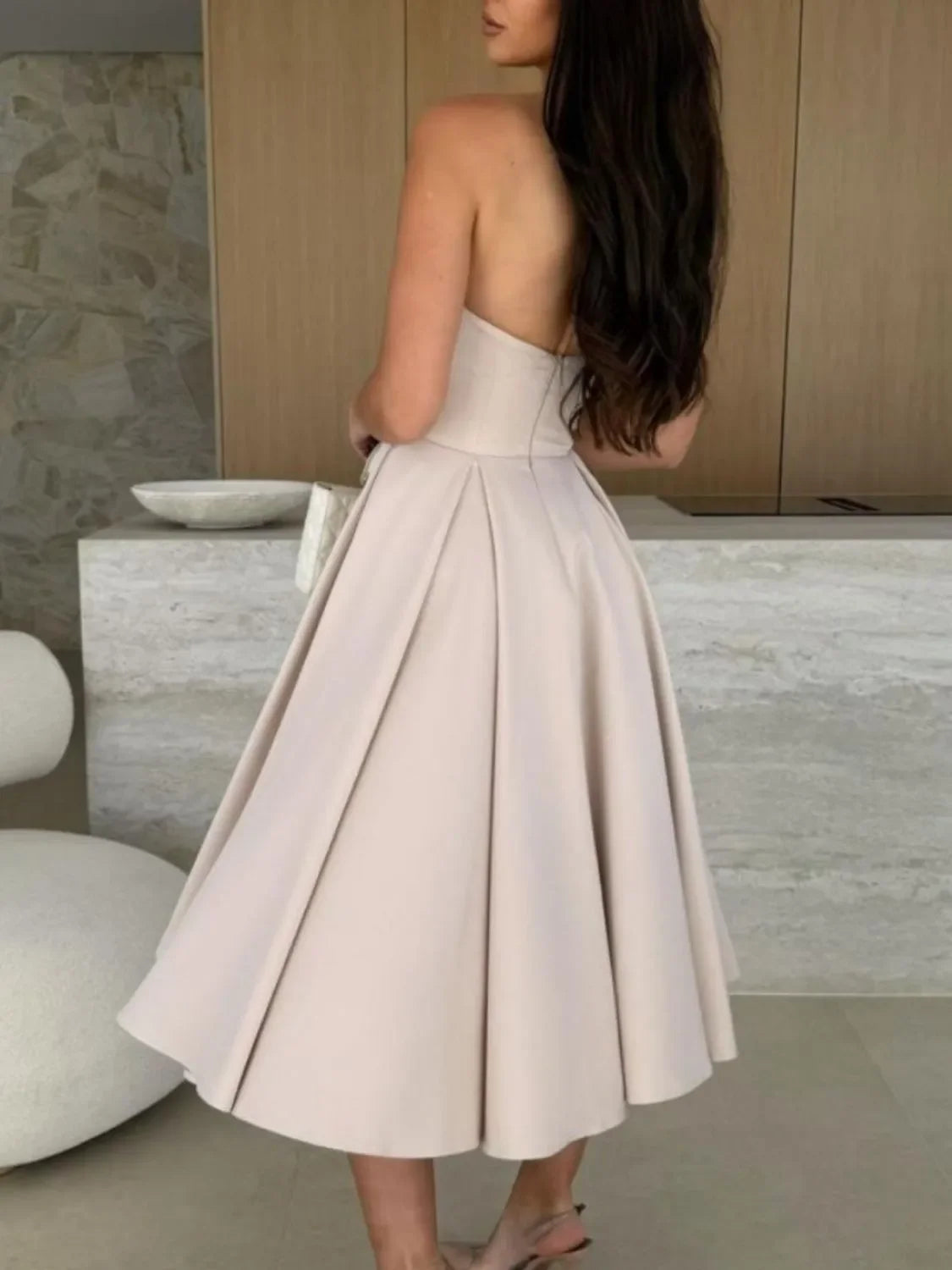 Solid Color Tube Midi Dress - Piña Colada