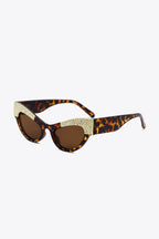 UV400 Rhinestone Trim Cat-Eye Sunglasses - Piña Colada