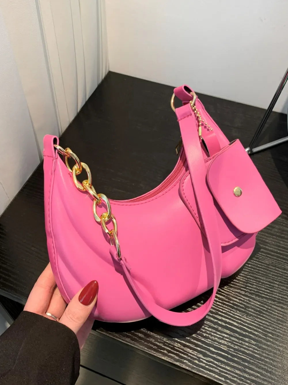 PU Leather Shoulder Bag with EarPods Bag - Piña Colada