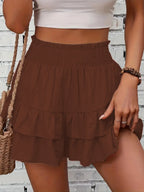 Ruffle Layered High Waist Casual Skort - Piña Colada