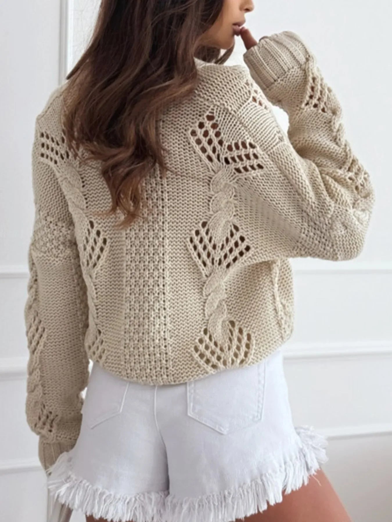 Chunky Cropped Button-Up Sweater Cardigan - Piña Colada