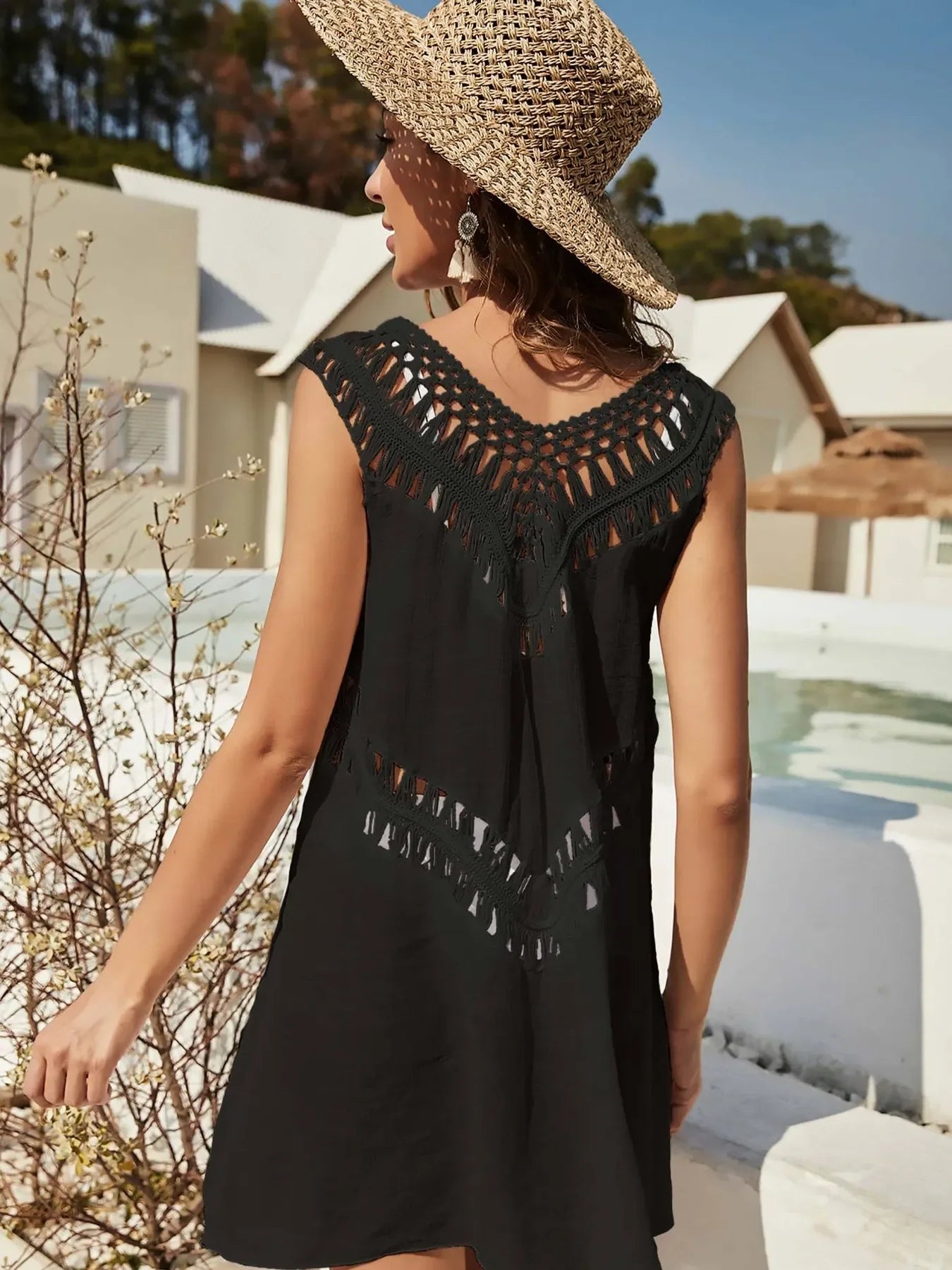 Crochet Detail Beach Cover Up Dress - Piña Colada