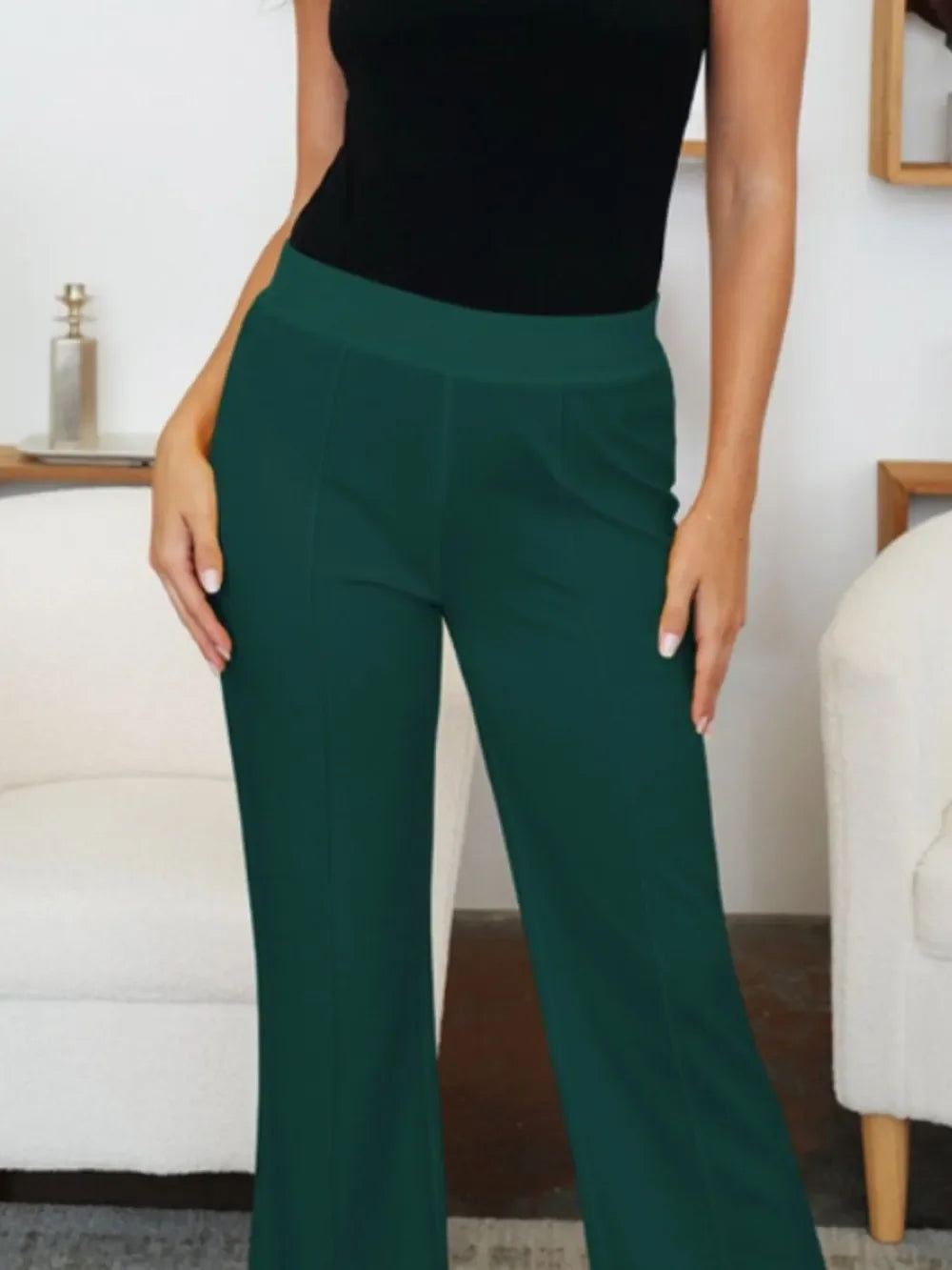 FAM-FAM Elastic Waist Bootcut Pants - Piña Colada
