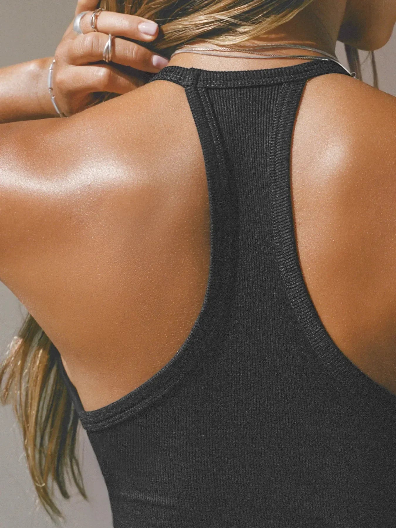 Cutout Ribbed Tank Top - Piña Colada