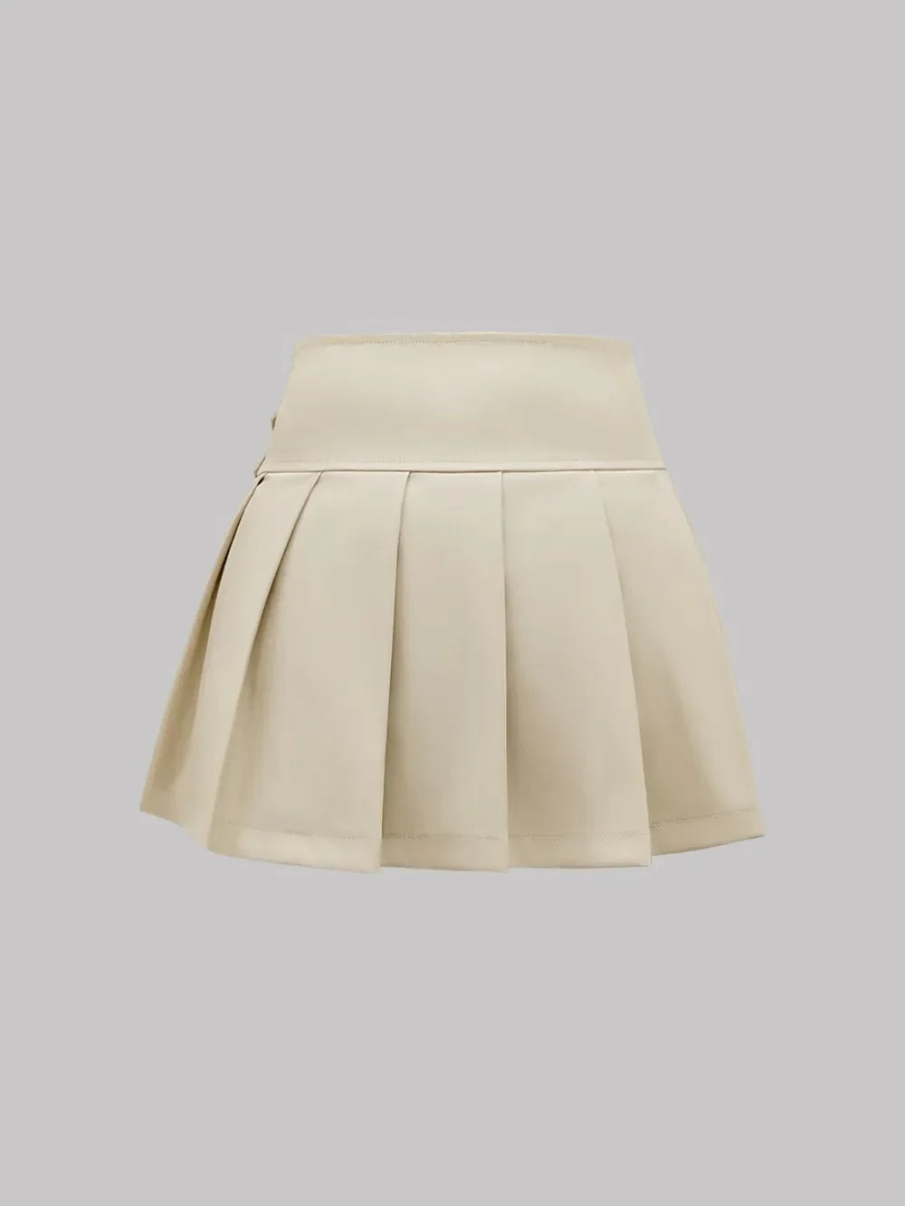Buckle Decor Pleated Mini Skirt - Piña Colada